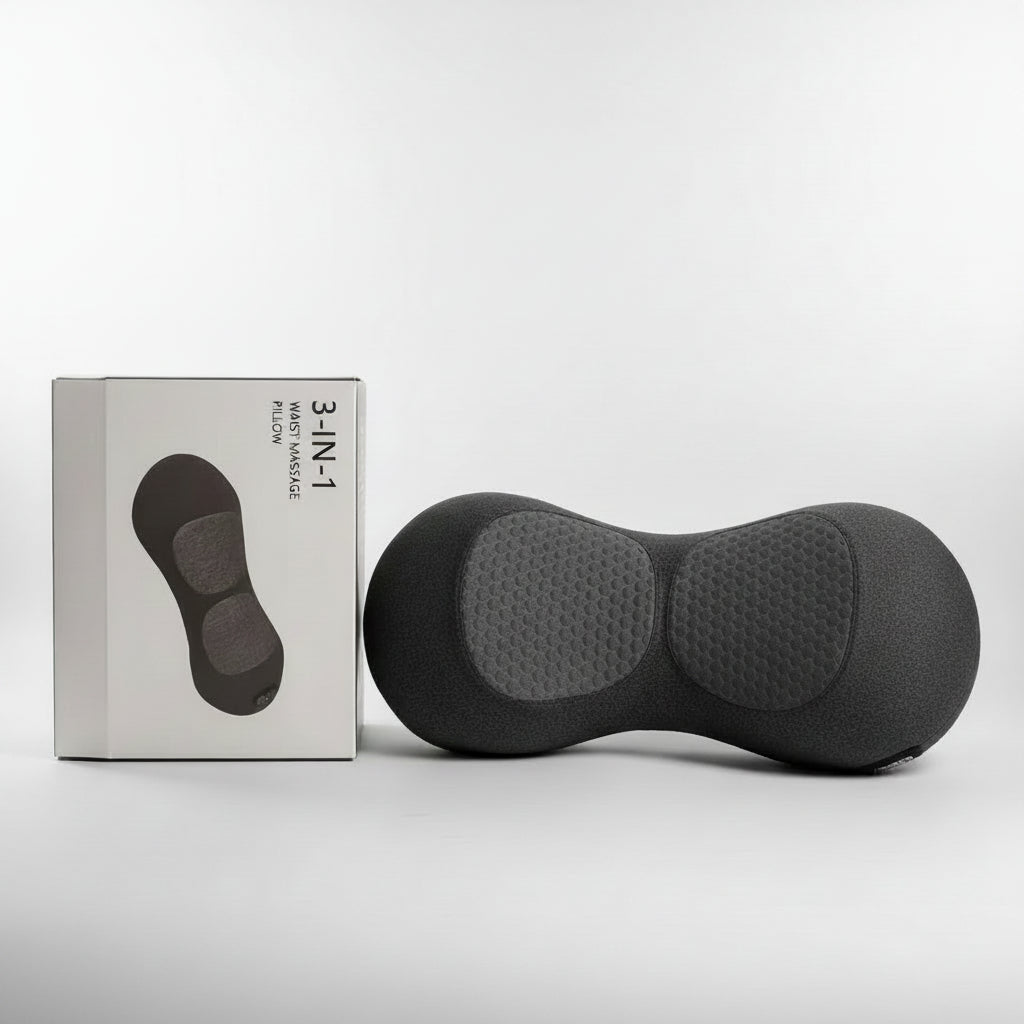 Heated lumbar massage pillow with vibration and heat therapy for osteoporosis and back pain relief